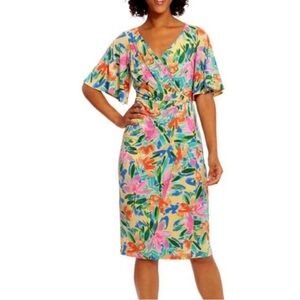 Maggy London Colorful Floral Wrap Dress